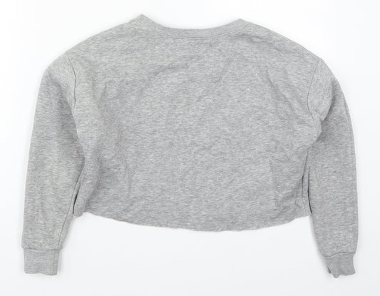 New Look Girls Grey Cotton Pullover Sweatshirt Size 9 Years Pullover - Girl Power