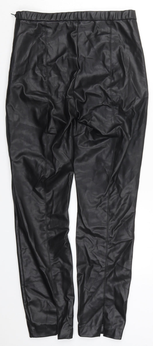 Preworn Womens Black Polyurethane Trousers Size 28 in L27 in Regular Zip