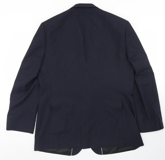 Everyone Mens Blue Polyester Jacket Blazer Size 44