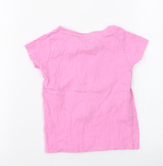 Blue Seven Girls Pink 100% Cotton Jersey T-Shirt Size 2 Years Round Neck Pullover - Banana