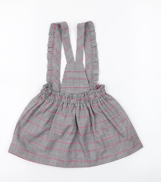 miss ebito Girls Grey Plaid 100% Polyester Pinafore/Dungaree Dress Size 12 Months Button