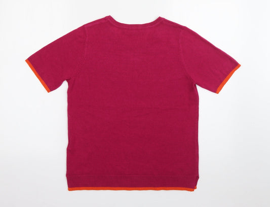 Love Knitwear Womens Pink Acrylic Jersey T-Shirt Size 10 Crew Neck