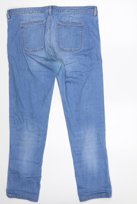 RIVER WOODS Womens Blue Cotton Straight Jeans Size 34 L31 in Slim Zip