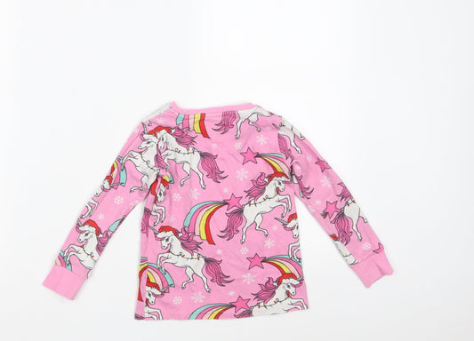 NEXT Girls Pink Animal Print 100% Cotton Top Pyjama Top Size 3 Years - Unicorn