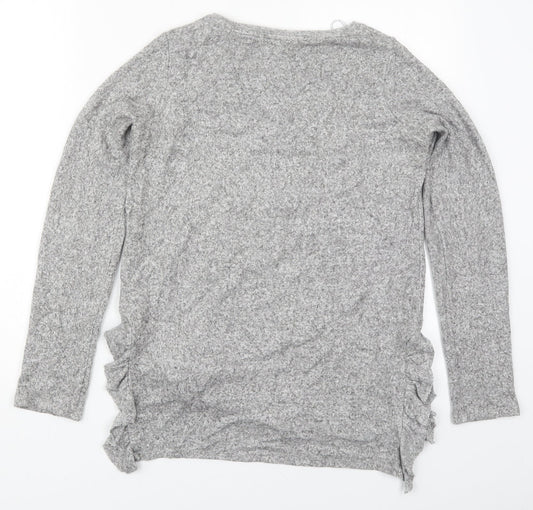 NEXT Womens Grey Viscose Basic T-Shirt Size 6 Crew Neck