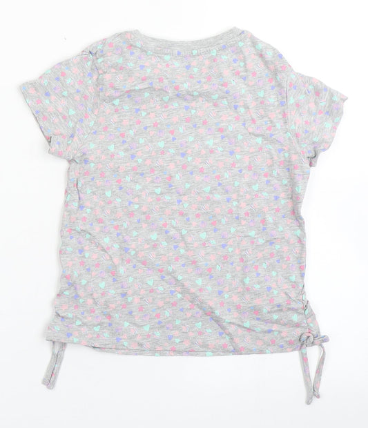 Very Girls Grey Cotton Basic T-Shirt Size 5-6 Years Round Neck - Shells. Love hearts