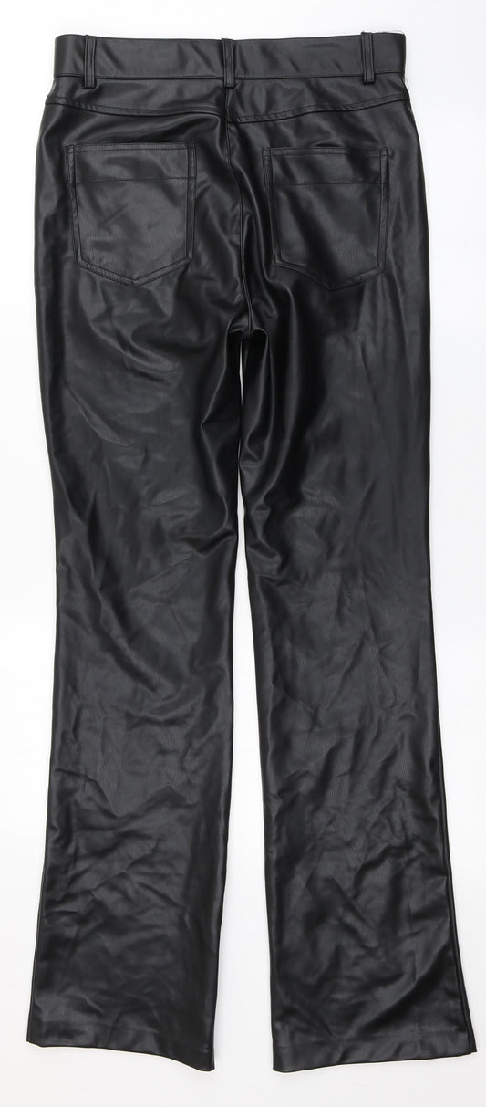 Preworn Womens Black Polyester Trousers Size 30 L32.5 in Regular Button - Pu