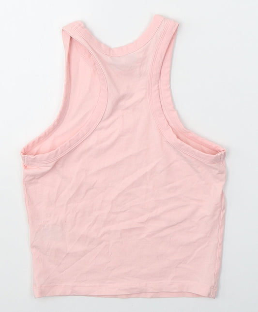 Brave Soul Womens Pink Cotton Cropped Tank Size XS Round Neck