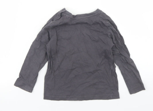 Lupilu Boys Grey Cotton Basic T-Shirt Size 12-18 Months Crew Neck Snap - Monster