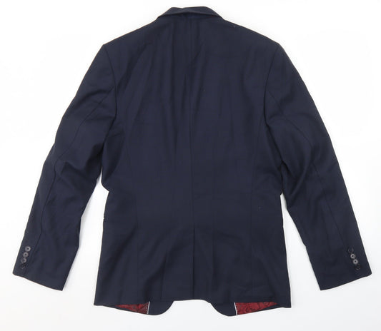 Preworn Mens Blue Polyester Jacket Blazer Size 38