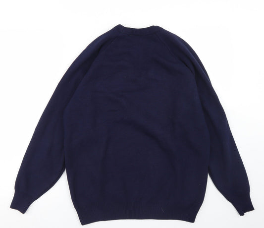 Hunter Mens Blue V-Neck Acrylic Pullover Jumper Size S
