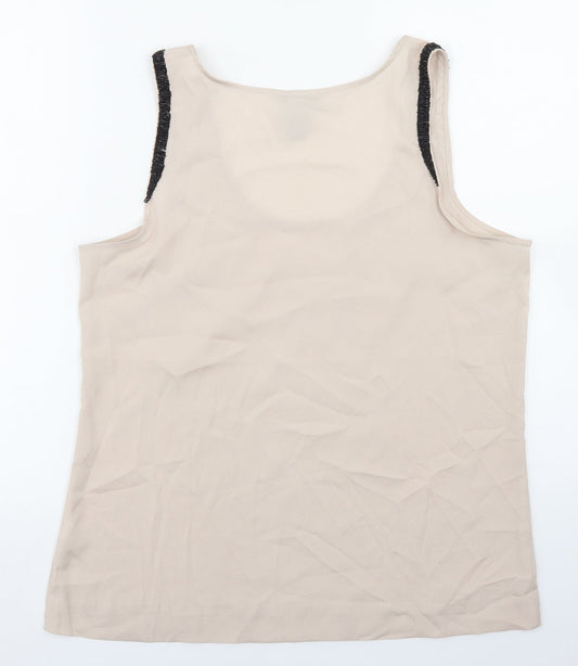 H&M Womens Beige Polyester Basic Blouse Size 10 Round Neck