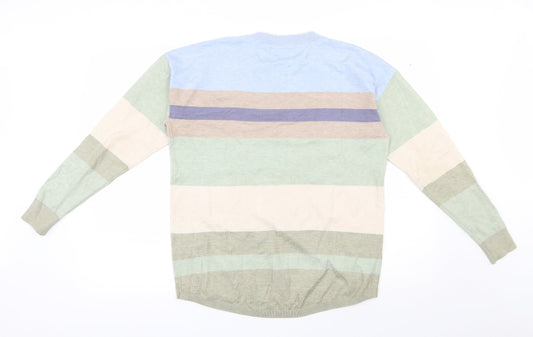 Fransa Womens Multicoloured Round Neck Striped Viscose Pullover Jumper Size S