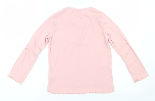 Marks and Spencer Girls Pink Cotton Basic T-Shirt Size 9-10 Years Henley Button