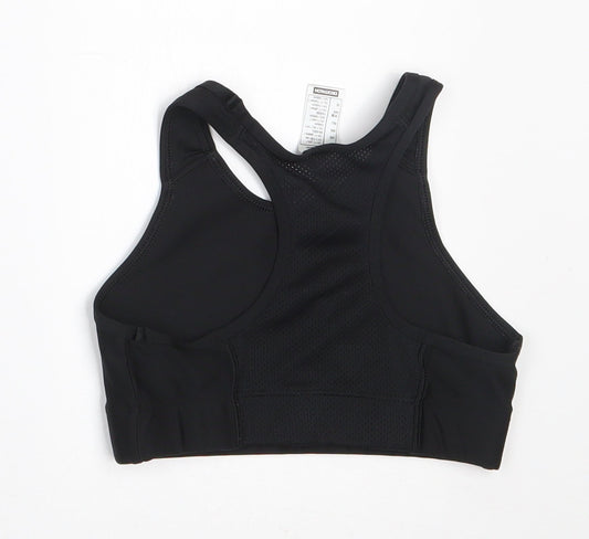 DECATHLON Girls Black Polyester Cropped Tank Size 10-11 Years Round Neck Pullover