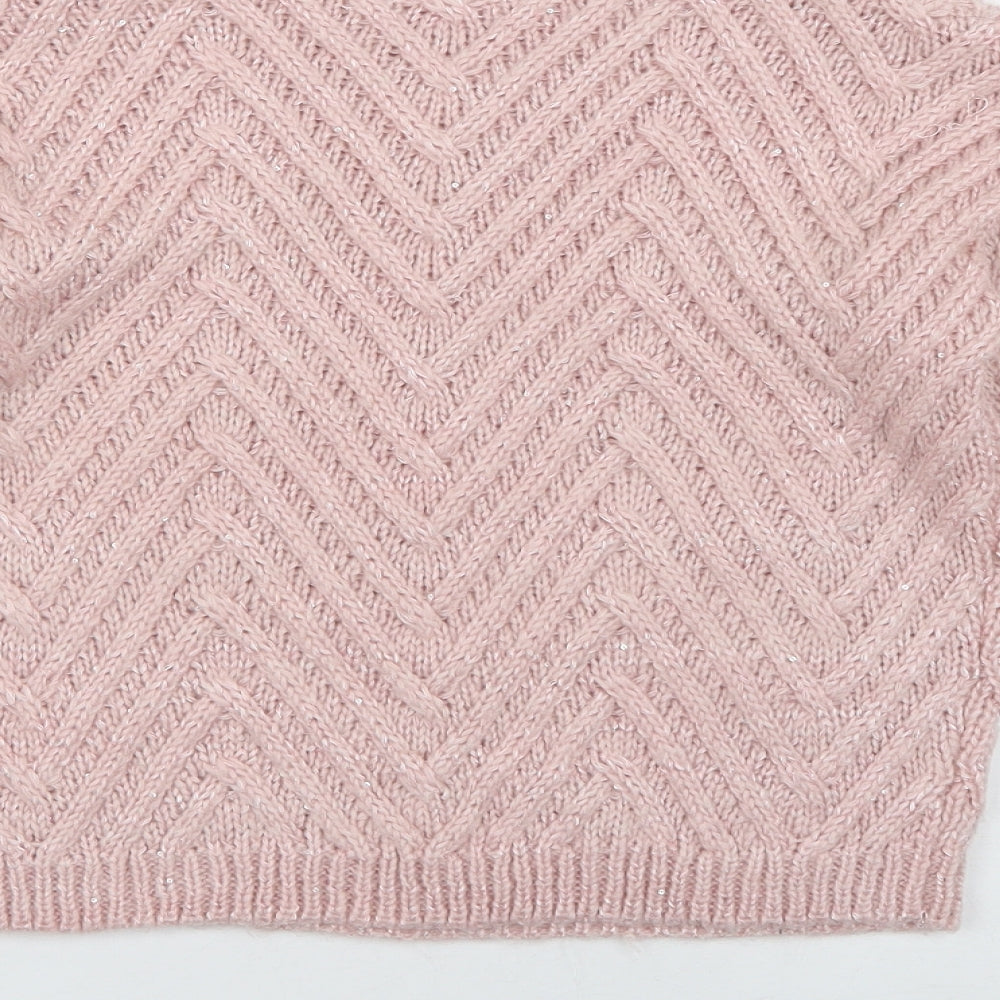 Minoti Girls Pink Crew Neck Acrylic Pullover Jumper Size 9-10 Years