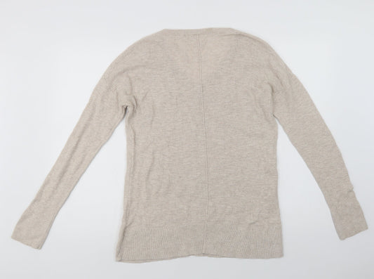 Gap Womens Beige V-Neck Cotton Pullover Jumper Size M