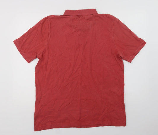 John Lewis Mens Red Cotton Polo Size XL Collared Button