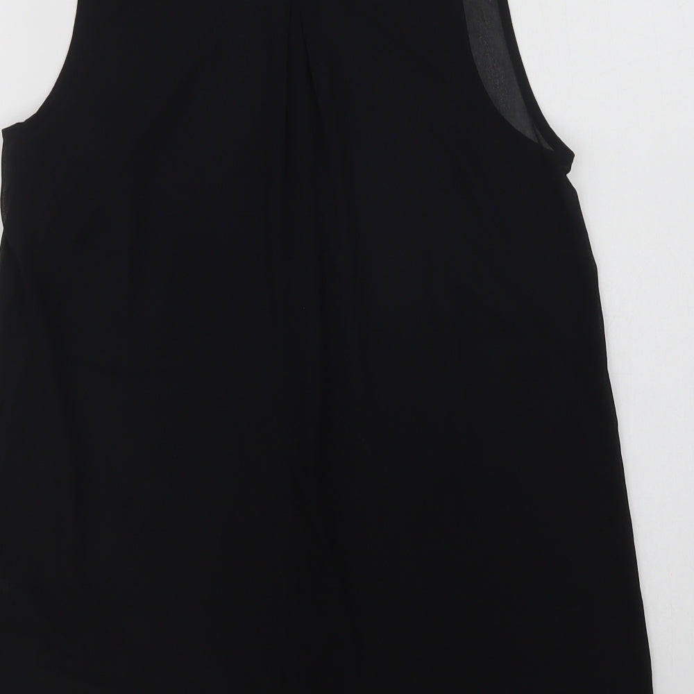 H&M Womens Black Polyester Basic Blouse Size 6 Collared