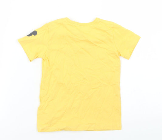 George Boys Yellow Cotton Basic T-Shirt Size 12-18 Months Crew Neck Snap - Mickey Mouse
