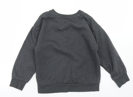Primark Girls Grey Geometric Cotton Pullover Sweatshirt Size 7-8 Years - Do What Makes You Happy