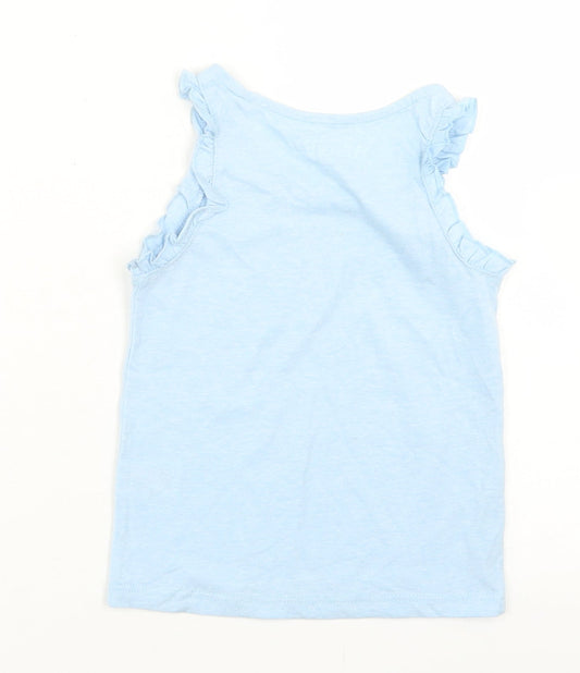 E-vie Angel Girls Blue Cotton Basic Tank Size 12-18 Months Crew Neck