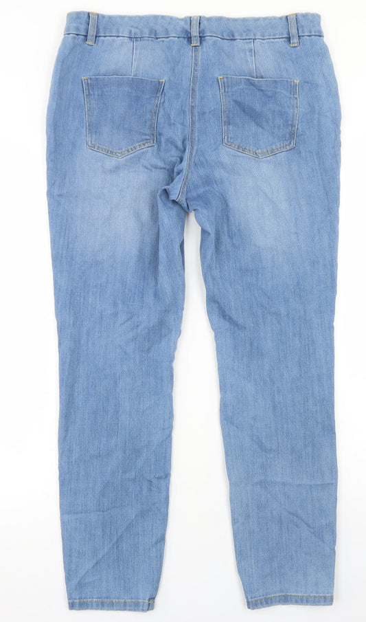 BHS Womens Blue Cotton Skinny Jeans Size 12 L27 in Regular Button