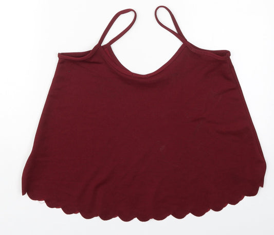 Chemistry Womens Red Polyester Basic Tank Size M Scoop Neck