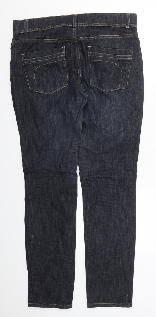 NEXT Womens Blue Cotton Skinny Jeans Size 12 L30 in Regular Button