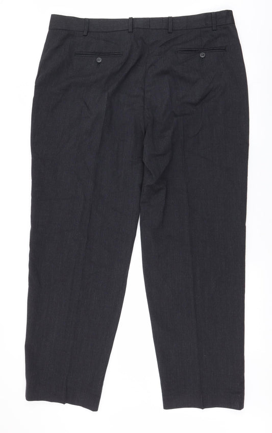 Preworn Womens Grey Polyester Dress Pants Trousers Size L L31 in Regular Zip