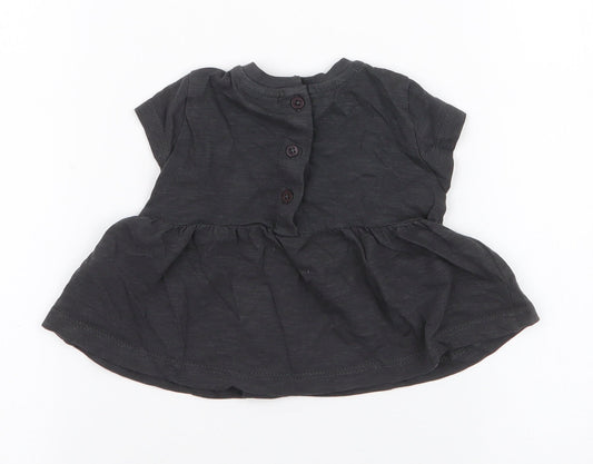 NEXT Girls Grey 100% Cotton Skater Dress Size Newborn Round Neck Button - Up to 1 Month