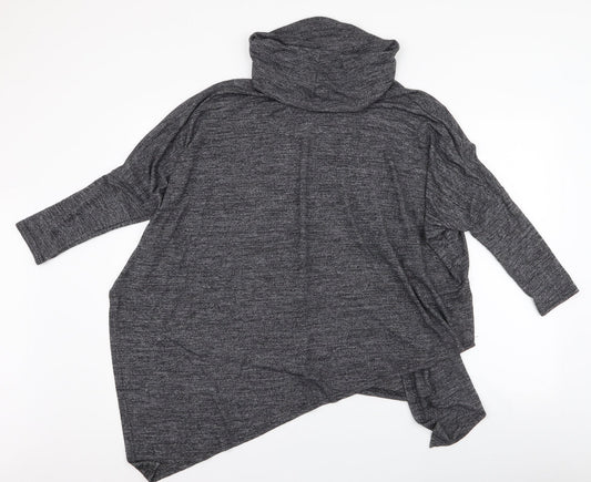 Red London Womens Grey Roll Neck Viscose Pullover Jumper Size S