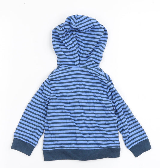 Baker Boy Boys Blue Striped 100% Cotton Cardigan Jumper Size 9-12 Months Button