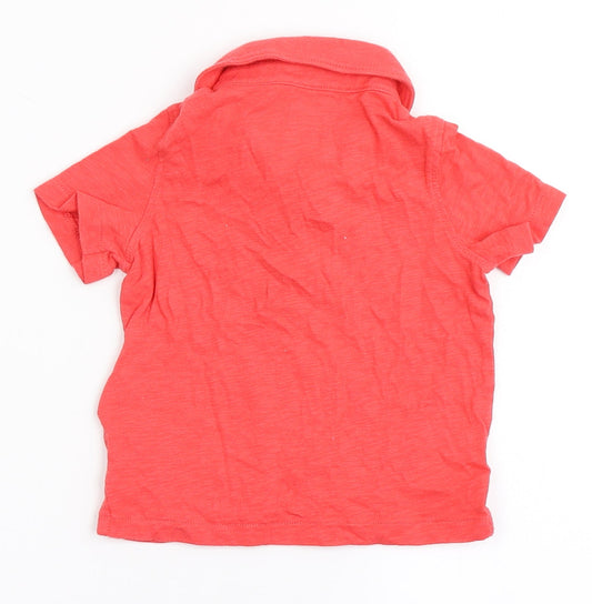 Gap Boys Red 100% Cotton Basic Polo Size 6-9 Months Collared Button - Chest Pocket