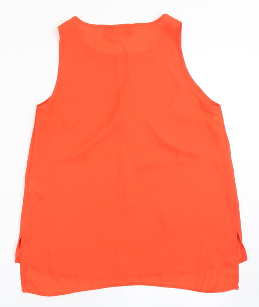 Dorothy Perkins Womens Orange Polyester Basic Blouse Size 8 Round Neck