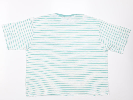 Dunnes Stores Womens White Striped Viscose Pullover Sweatshirt Size L