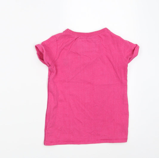 NEXT Girls Pink Cotton Basic T-Shirt Size 4 Years Round Neck