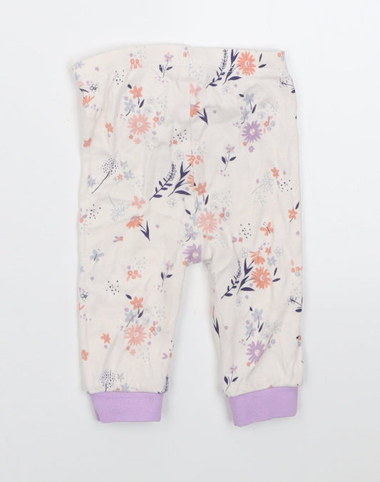 George Girls Purple Floral Cotton Capri Trousers Size 3-6 Months Pullover