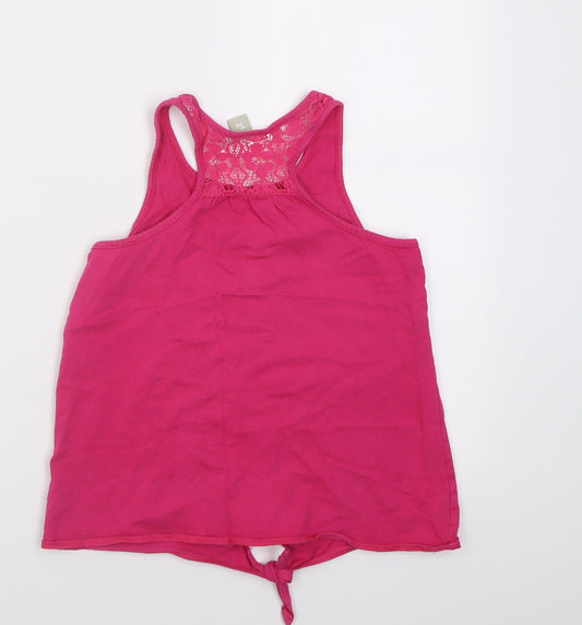 TU Girls Pink Cotton Basic Tank Size 11 Years Crew Neck Pullover