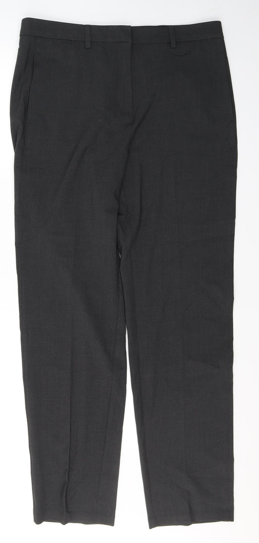 Marks and Spencer Womens Grey Polyester Trousers Size 14 L32 in Regular