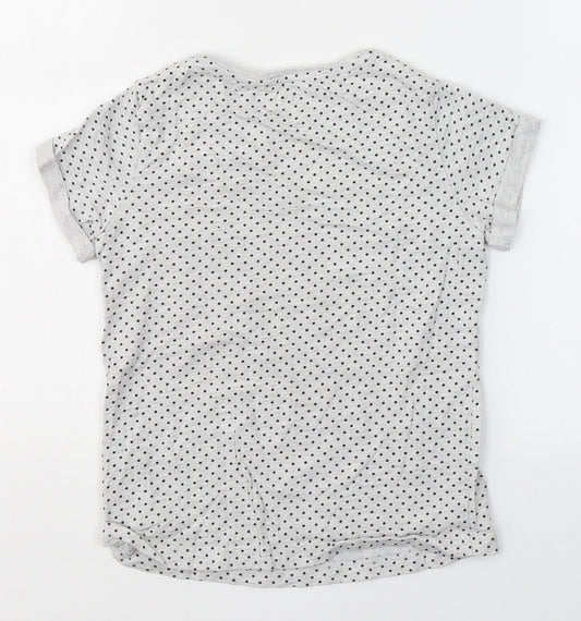 YD Girls Grey Spotted Cotton Basic T-Shirt Size 8-9 Years Round Neck - Today I will shine