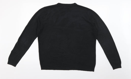 BHS Mens Black Crew Neck Acrylic Pullover Jumper Size M