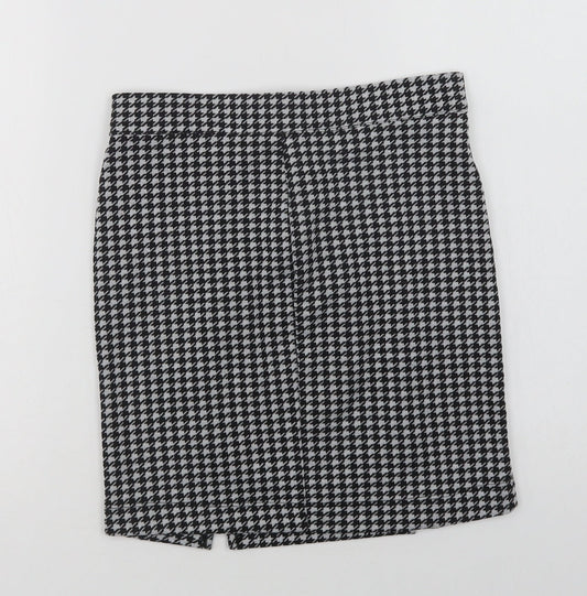George Girls Black Houndstooth Polyester Straight & Pencil Skirt Size 11-12 Years Regular Zip