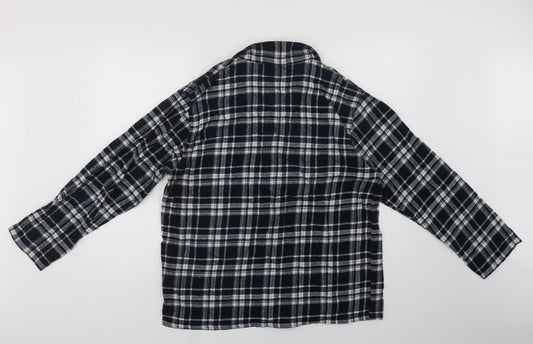 Matalan Mens Blue Plaid Cotton Pyjama Top Size L Button