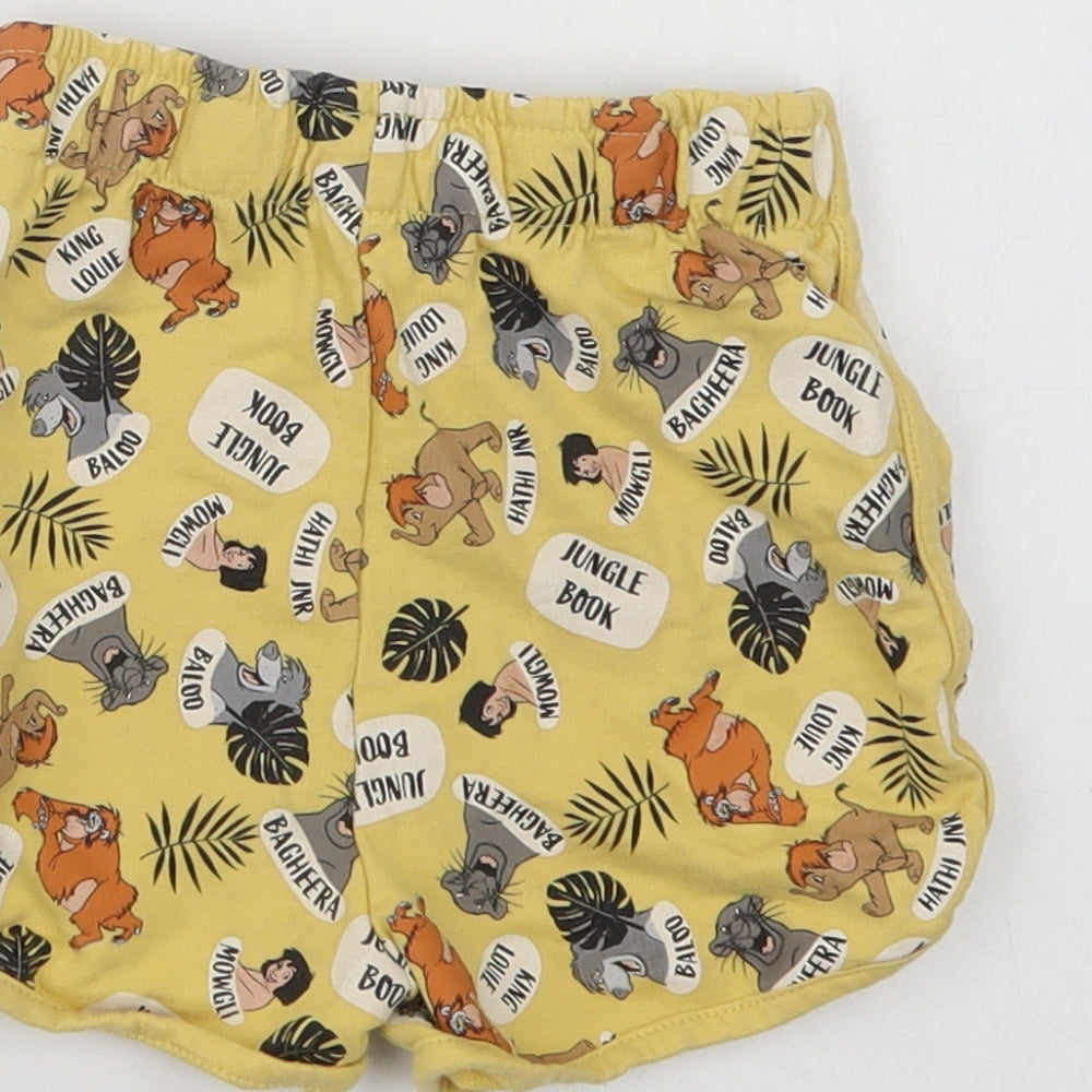 Primark Baby Yellow Geometric Cotton Cropped Trousers Size 12-18 Months Drawstring - Jungle Book