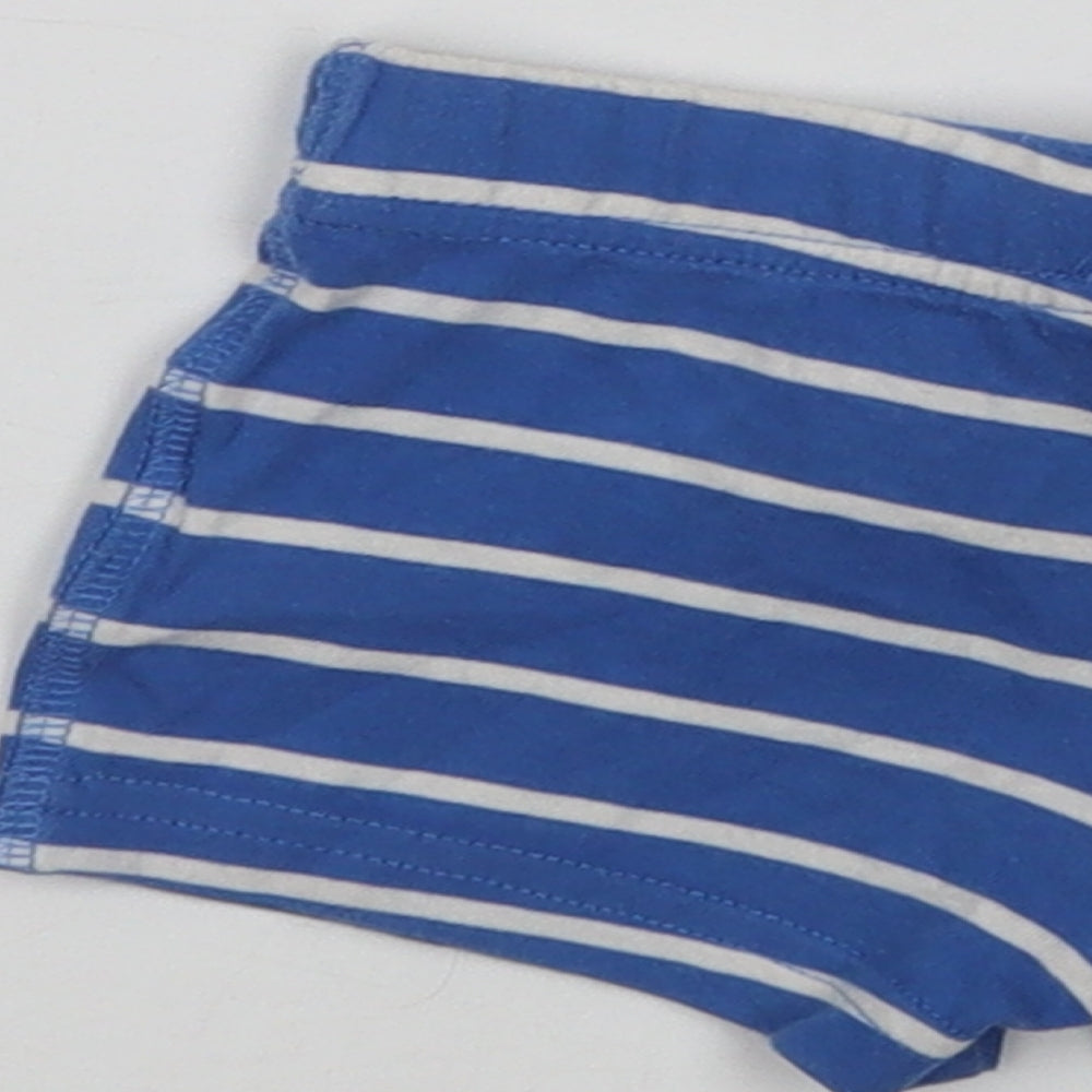F&F Baby Blue Striped Cotton Cropped Leggings Size 0-3 Months Drawstring