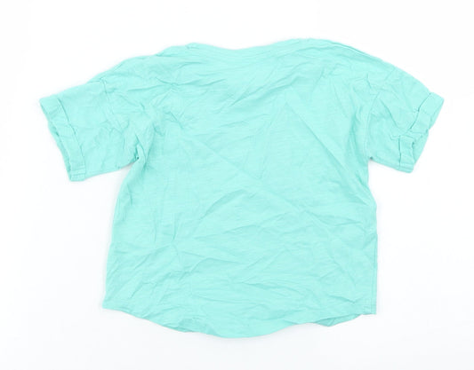 Matalan Girls Blue Cotton Basic T-Shirt Size 18-24 Months Crew Neck - Chest Pocket