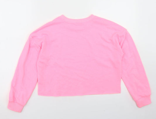 George Girls Pink Polyester Pullover Sweatshirt Size 10-11 Years - cropped