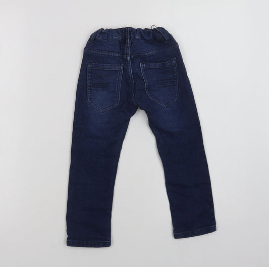 Lupilu Girls Blue Cotton Skinny Jeans Size 4 Years Regular Hook & Loop