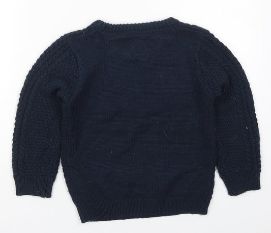 Primark Boys Blue Round Neck Acrylic Pullover Jumper Size 6-7 Years Pullover
